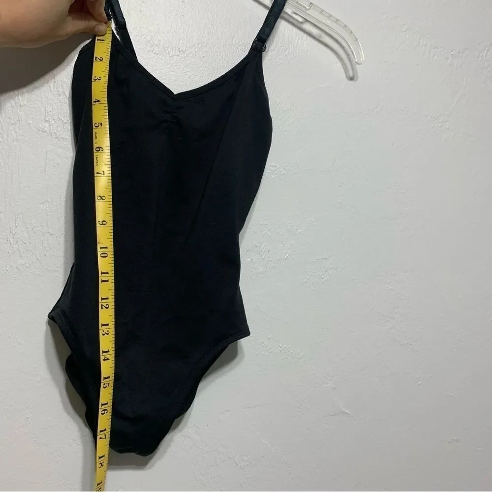 Reflections Dance Solid Black Stretch Leotard Adjustable Straps Girls sz Small